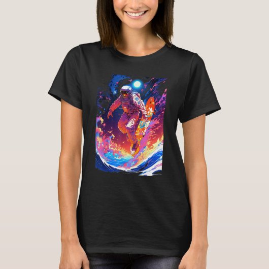 Spacer surfing the waves of an alien planet hangin tシャツ (正面)