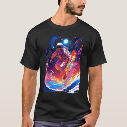 Spacer surfing the waves of an alien planet hangin tシャツ (正面)