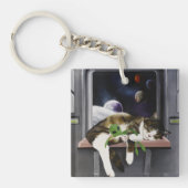 Spaceship Cat Sci-Fiかわいい キーホルダー (正面)