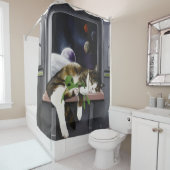 Spaceship Cat Sci-Fiかわいい シャワーカーテン (インサイチュ)