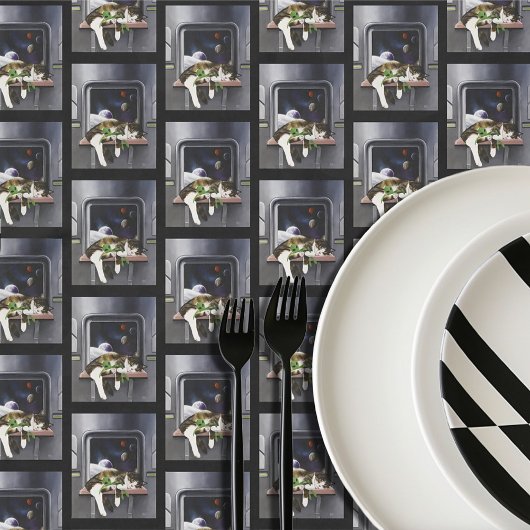 Spaceship Cat Sci-Fiかわいい テーブルクロス