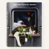 Spaceship Cat Sci-Fiかわいい ノートブック (正面)