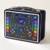 Spaceship Control Panel Personalized Name メタルランチボックス (正面)