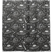 Spaceship Pattern シャワーカーテン (正面)