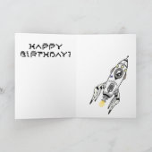 Spaceship Theme Happy Birthday Card カード (内部)