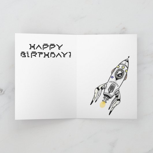 Spaceship Theme Happy Birthday Card カード (内部)