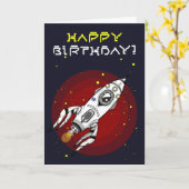 Spaceship Theme Happy Birthday Card カード (黄色い花)