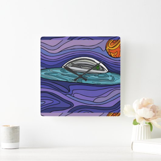 Spaceship UFO Alien UAP paranormal スクエア壁時計 (ホーム)