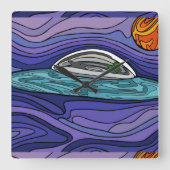 Spaceship UFO Alien UAP paranormal スクエア壁時計 (正面)
