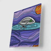 Spaceship UFO Alien UAP paranormal スクエア壁時計 (傾斜)