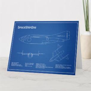 SpaceShipOne – 飛行機の設計図スケッチ計画AD サンキューカード