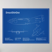 SpaceShipOne – 飛行機の設計図スケッチ計画AD ポスター (正面)