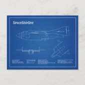 SpaceShipOne – 飛行機の設計図スケッチ計画AD ポストカード (正面)