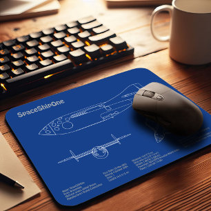 SpaceShipOne – 飛行機の設計図スケッチ計画AD マウスパッド