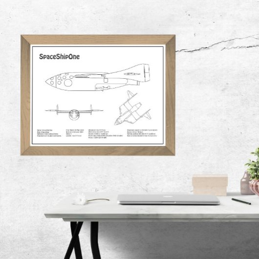 SpaceShipOne – 飛行機の設計図スケッチ計画BD フォトプリント