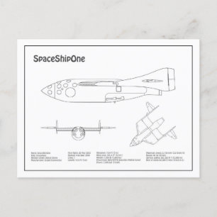 SpaceShipOne – 飛行機の設計図スケッチ計画BD ポストカード