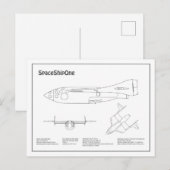 SpaceShipOne – 飛行機の設計図スケッチ計画BD ポストカード (正面/裏面)