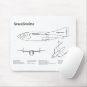 SpaceShipOne – 飛行機の設計図スケッチ計画BD マウスパッド (マウス)