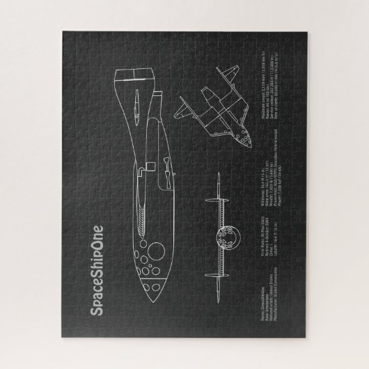 SpaceShipOne – 飛行機の設計図スケッチ計画PD ジグソーパズル (縦)