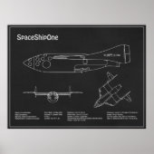 SpaceShipOne – 飛行機の設計図スケッチ計画PD ポスター (正面)