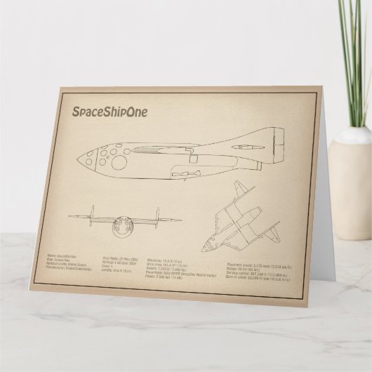 SpaceShipOne – 飛行機の設計図スケッチ計画SD サンキューカード (正面)