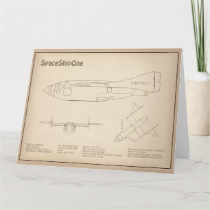 SpaceShipOne – 飛行機の設計図スケッチ計画SD サンキューカード