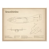 SpaceShipOne – 飛行機の設計図スケッチ計画SD フォトプリント (正面)