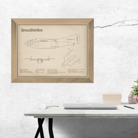 SpaceShipOne – 飛行機の設計図スケッチ計画SD フォトプリント