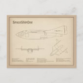 SpaceShipOne – 飛行機の設計図スケッチ計画SD ポストカード (正面)