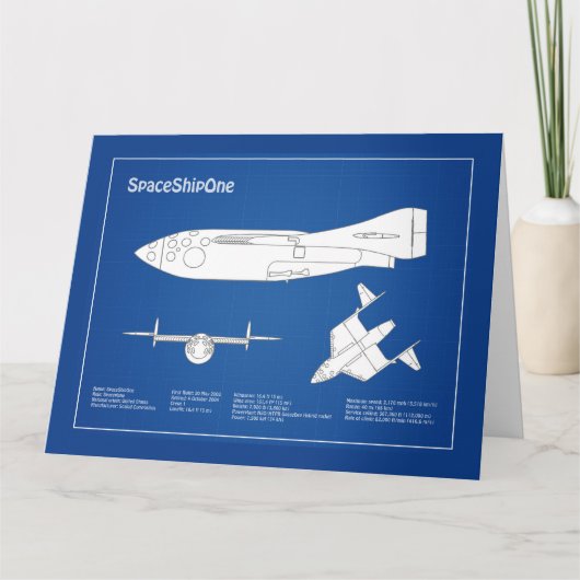 SpaceShipOne – 飛行機の設計図プランABD サンキューカード (正面)