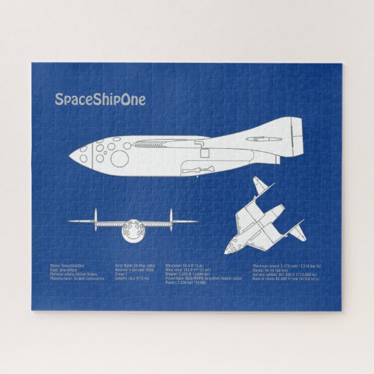 SpaceShipOne – 飛行機の設計図プランABD ジグソーパズル (横)