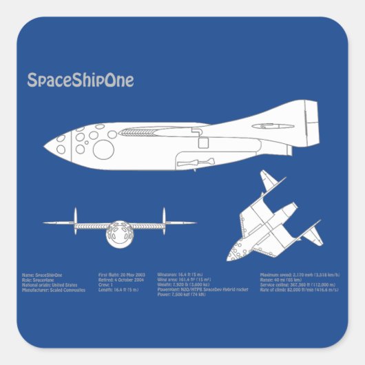 SpaceShipOne – 飛行機の設計図プランABD スクエアシール (正面)