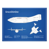 SpaceShipOne – 飛行機の設計図プランABD フォトプリント (正面)