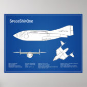 SpaceShipOne – 飛行機の設計図プランABD ポスター (正面)