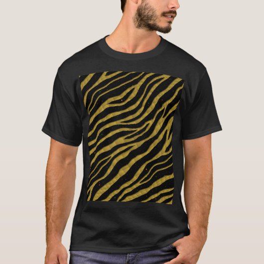SpaceTimeの取り付けストライプ金ゴールド Tシャツ (正面)