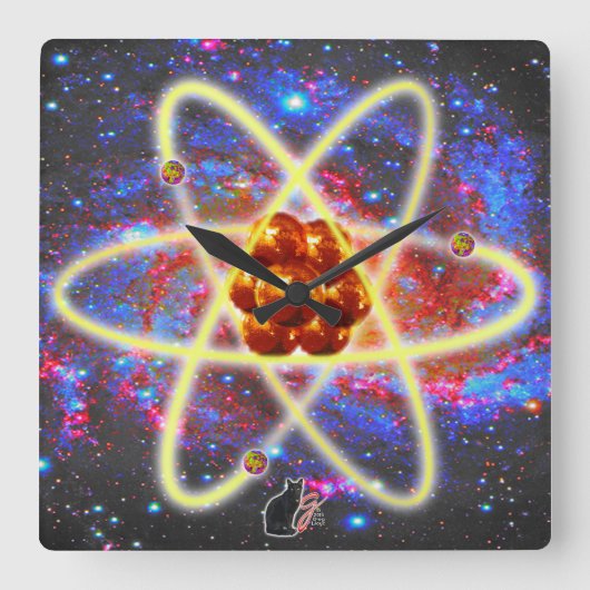 Spacey Atomic スクエア壁時計 (正面)