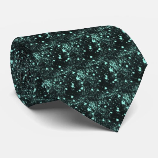Spacey Turquoise Splatter On Black Repeat Pattern  ネクタイ (ロール)
