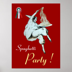 SPAGHETTI PARTY, ITALIAN KITCHEN ,red green white ポスター