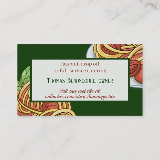 Spaghetti tomato Italian food catering chef 名刺 (裏面)