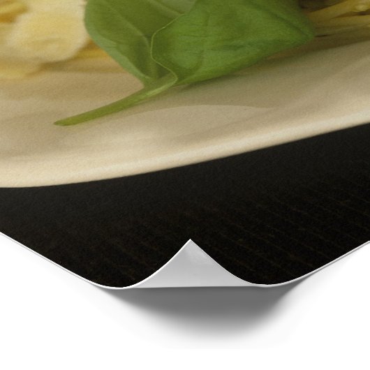 Spaghetti with basil and parmesan on plate, ポスター (角)