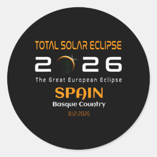 Spain Basque Country Total Solar Eclipse August ラウンドシール