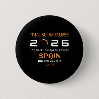 Spain Basque Country Total Solar Eclipse August 缶バッジ