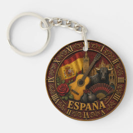 Spain Flag Spanish Bull Guitar Flamenco Vintage キーホルダー