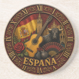 Spain Flag Spanish Bull Guitar Flamenco Vintage コースター