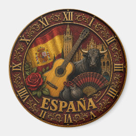 Spain Flag Spanish Bull Guitar Flamenco Vintage マグネット