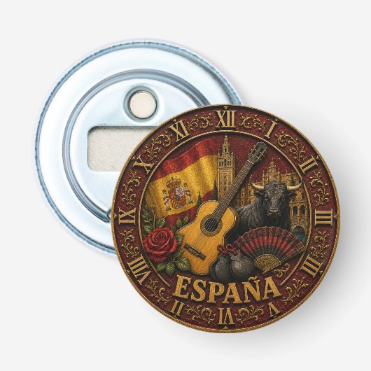 Spain Flag Spanish Bull Guitar Flamenco Vintage 栓抜き (正面)