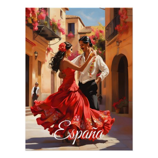 Spain Flamenco Dancers Travel Poster ポスター (正面)