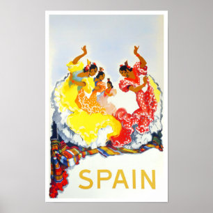 Spain Flamenco vintage travel ポスター