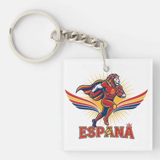 Spain Football Lion Hero National Pride Action Art キーホルダー (正面)