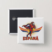 Spain Football Lion Hero National Pride Action Art 缶バッジ (正面&裏面)